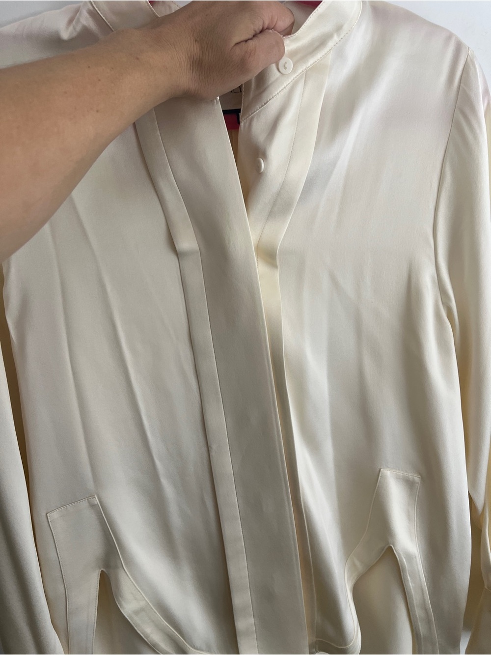 Alexis Cream Silk-Like Button Front Shirt - Picture 6 of 11